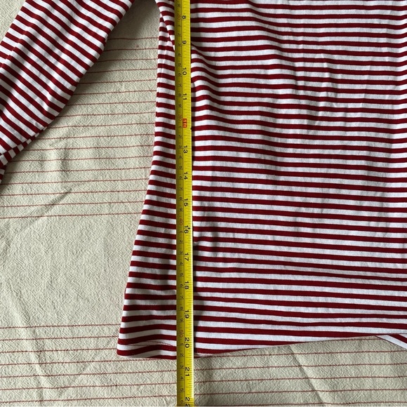 Set of 2: Black and Red Striped basic long sleeve tops stretchy form fitting XS - Picture 7 of 14